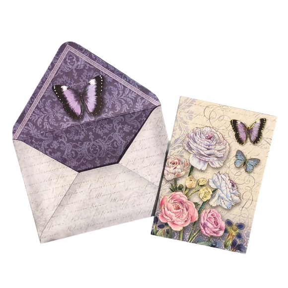 Punch Studio Single (1) Lavender Dream Embellished Blank Card & Env (57987) - Picture 3 of 5